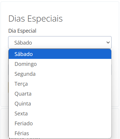 Acréscimos em Dias Especiais